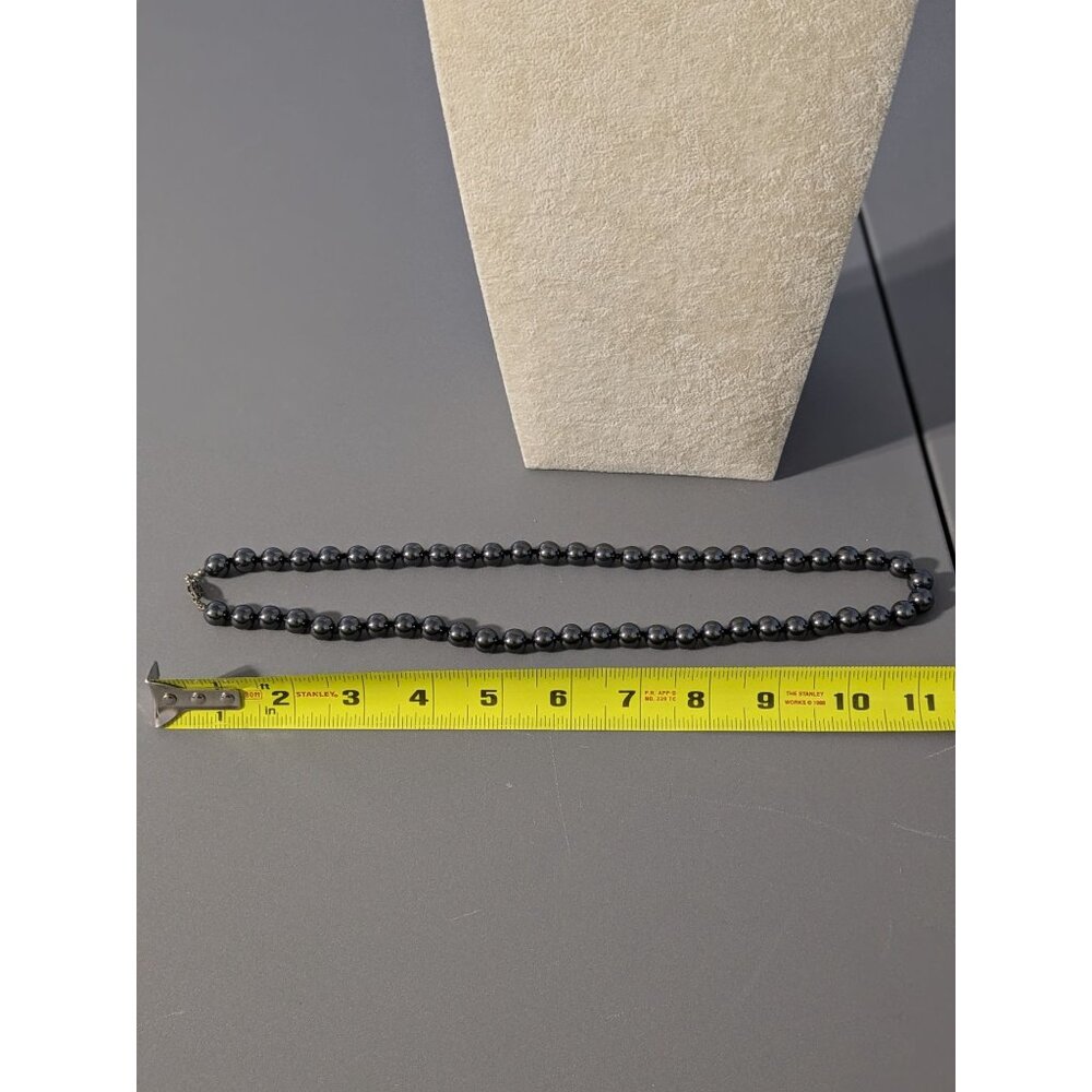 Hematite Beaded Necklace With Ornate Clasp - Picture 5 of 5